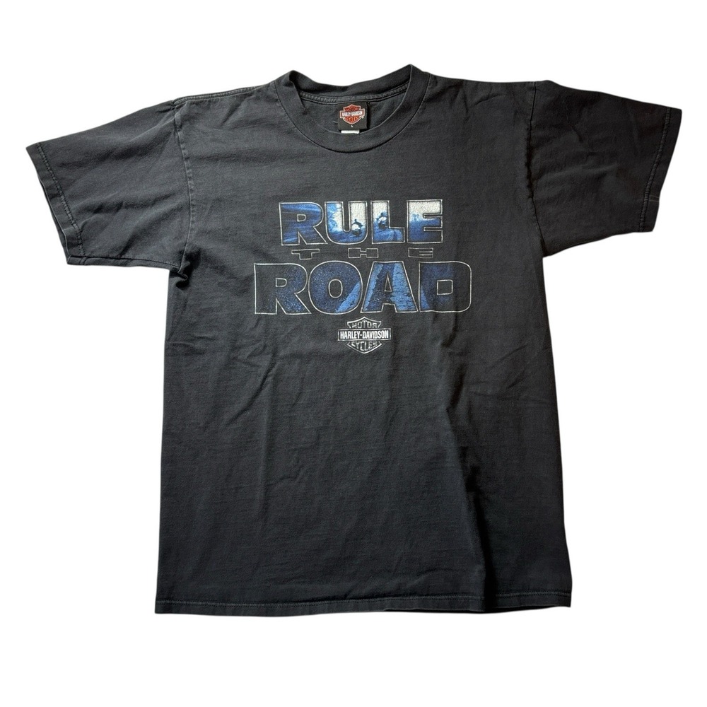 Vintage 2003‎ Harley Davidson Black L Elkhart Indiana Motorcycle T-Shirt